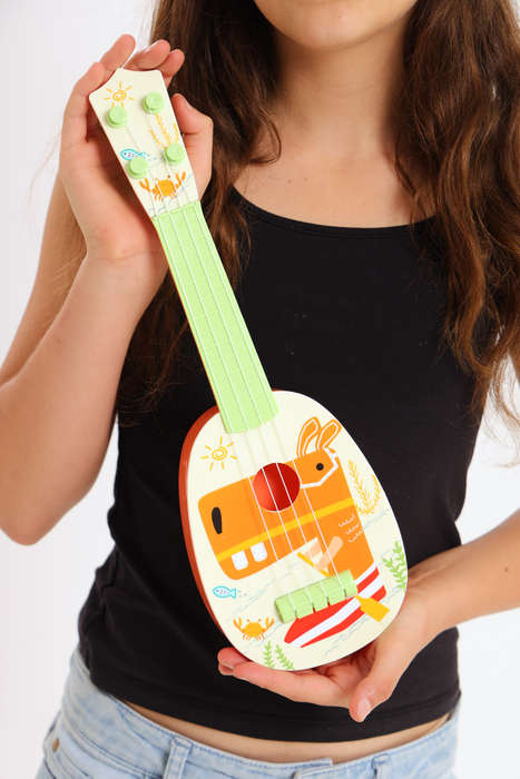 Mini Ukulele Guitar Toy with 4 Adjustable Strings 37 cm