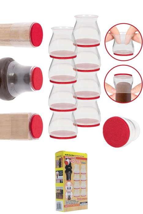 Flexible Chair Leg Protectors with Felt Pads  8 Pack