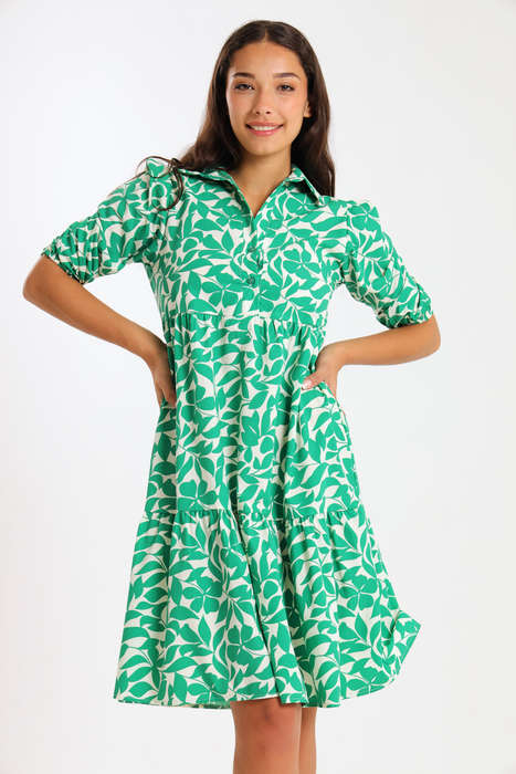 Alma Ladies Printed Collared Tiered Dress