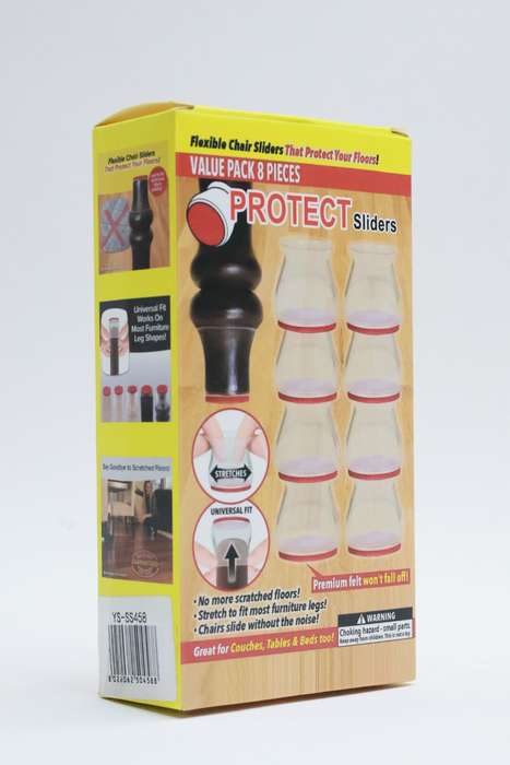 Flexible Chair Leg Protectors with Felt Pads  8 Pack