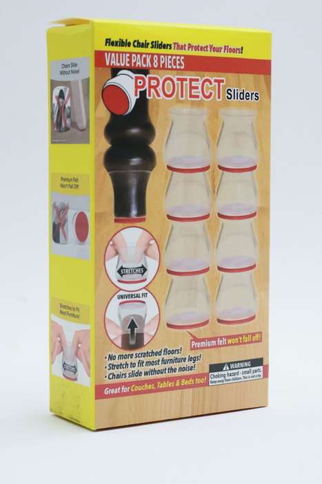 Flexible Chair Leg Protectors with Felt Pads  8 Pack
