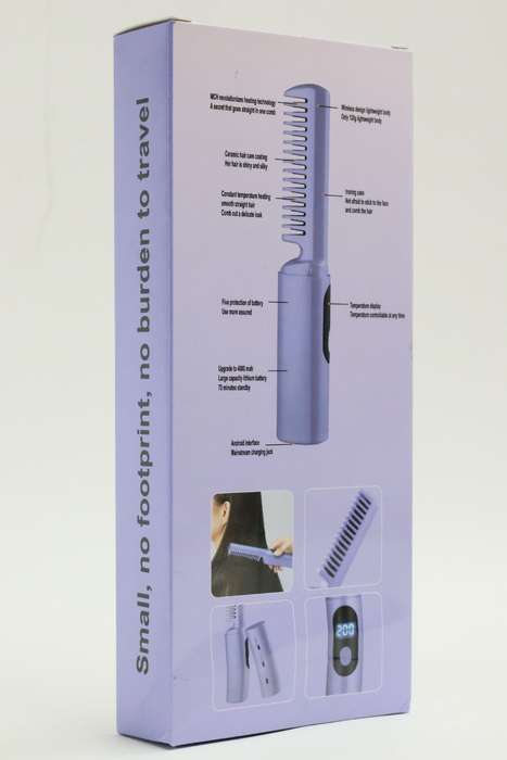 Senza® 2 In 1 Lazy Wireless Hot Comb Portable Mini USB Rechargeable Travel Hair Straightener