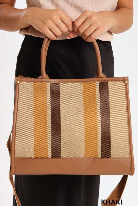Ladies Canvas Multifunctional Tote Handbag with Shoulder Strap