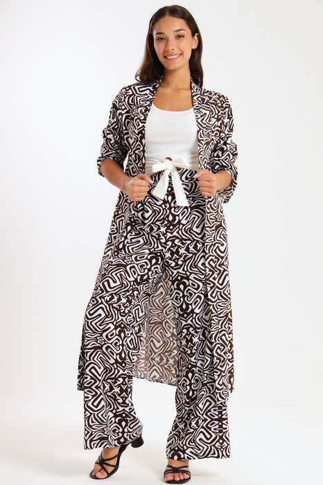 Ladies Hudson 2 Piece Printed Pants &amp; Kimono Summer Set With Free Bodysuit to Match