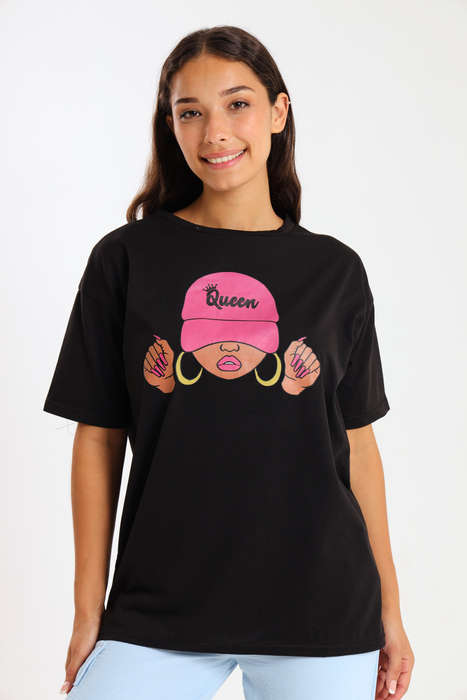 Ladies Printed Slogan Maxi T-shirts