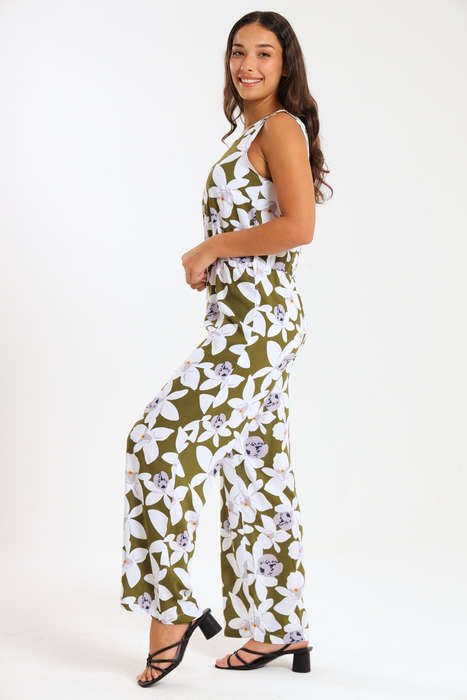Ladies Summer Floral Printed Sleeveless Jumpsuit