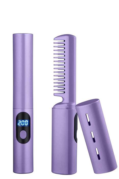 Senza® 2 In 1 Lazy Wireless Hot Comb Portable Mini USB Rechargeable Travel Hair Straightener