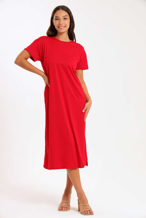 Just Love Short Sleeve Red Midaxi Valentine's Day Dress