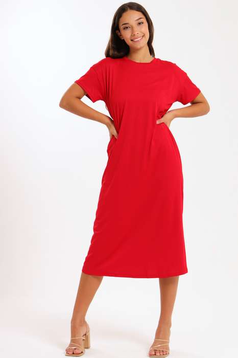 Just Love Short Sleeve Red Midaxi Valentine's Day Dress