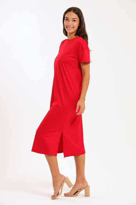 Just Love Short Sleeve Red Midaxi Valentine's Day Dress