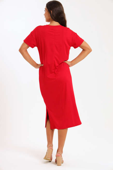 Just Love Short Sleeve Red Midaxi Valentine's Day Dress