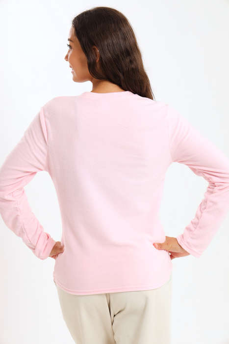Ladies Long Sleeve Fleece Line Pyjama Tops