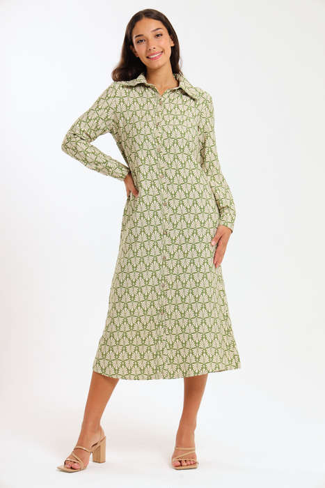 Asher Button Down Long Sleeve Office Shirt Dress