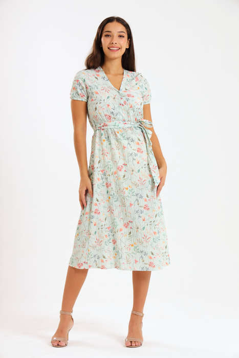 Annalee Short Sleeve Pleated Midaxi Dress