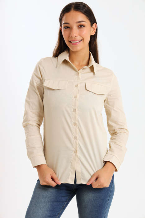 Ladies Classic Botton-Down Maxi Length Shirt