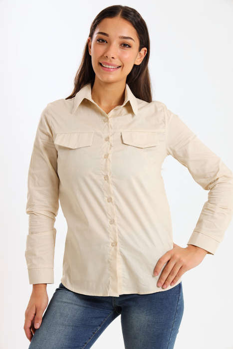 Ladies Classic Botton-Down Maxi Length Shirt