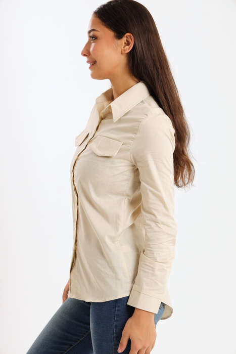 Ladies Classic Botton-Down Maxi Length Shirt