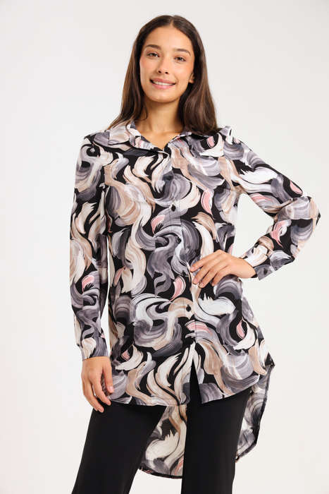 Ladies Button Down Extra Long Shirt Dress
