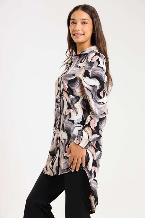 Ladies Button Down Extra Long Shirt Dress