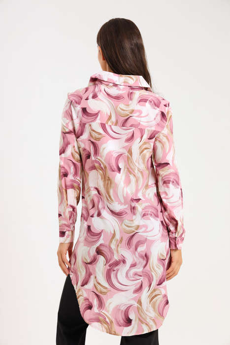 Ladies Button Down Extra Long Shirt Dress