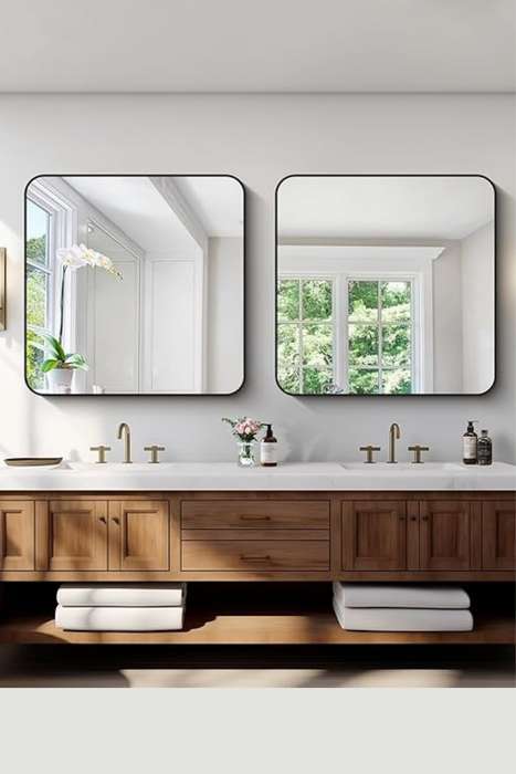 Senza® Large Square Metal Black Framed Mirror 800mm X 800mm