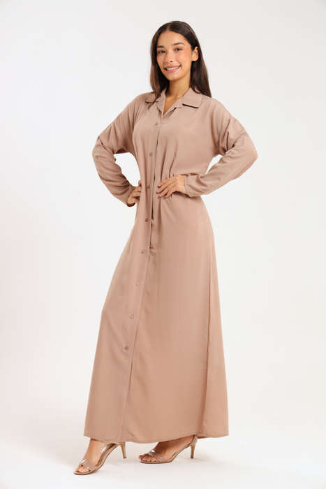 Ladies Madilyn Maxi Full Length Button Down Shirt Dress