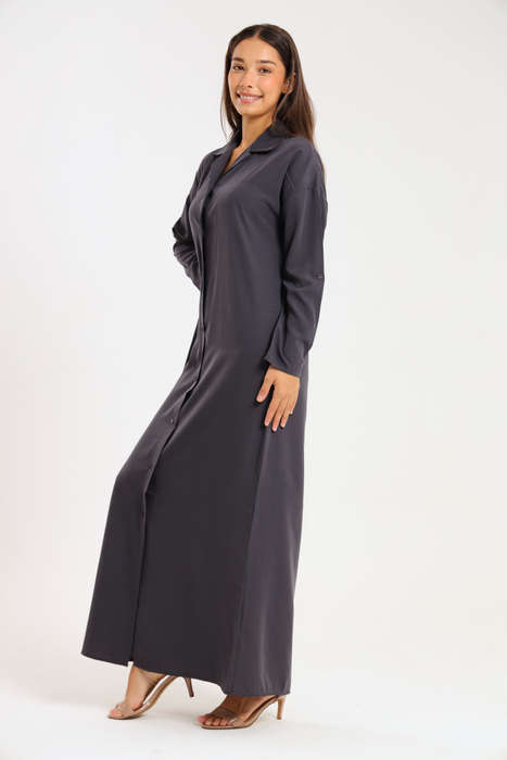 Ladies Madilyn Maxi Full Length Button Down Shirt Dress