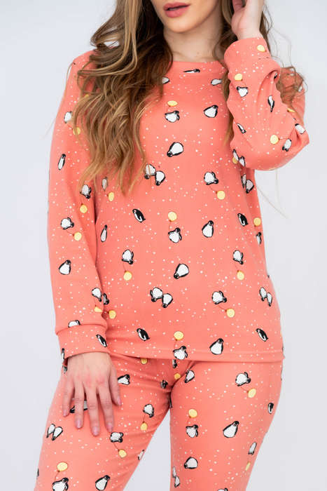 Ladies Printed Cozy Long Sleeve Pyjama Set