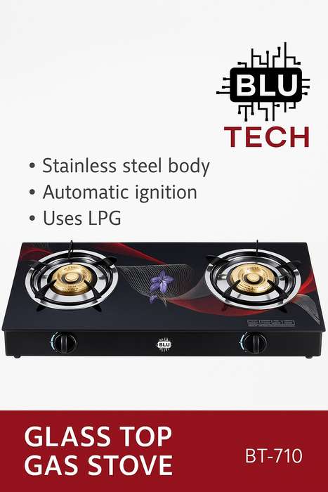 Blutech BT-710 Double Burner Glass Top Gas Stove
