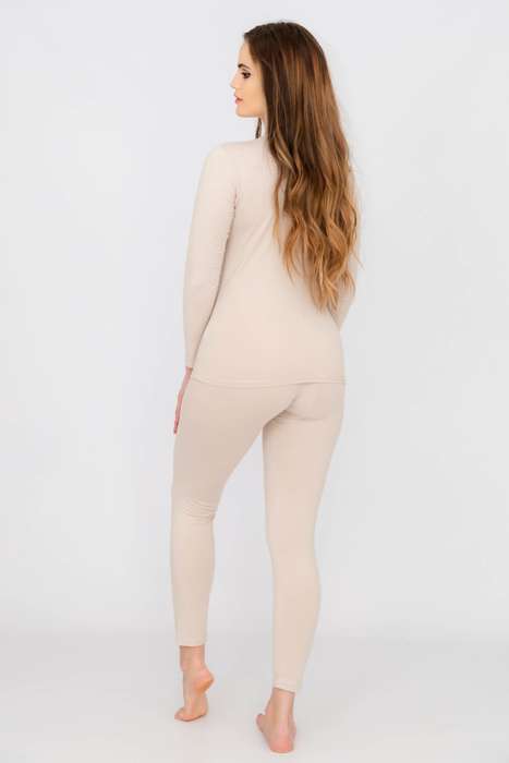 Ladies Elegant Lace Collar Thermal Silk Cotton Underwear Pyjama Spencer Set
