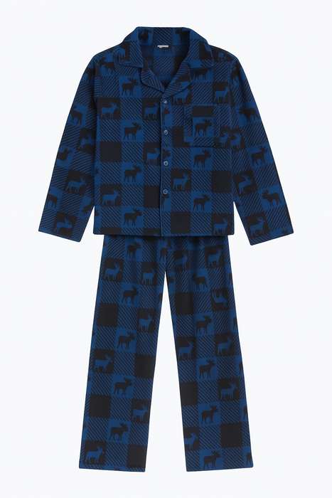 Boy Microfleece Button Down Winter Pyjama Set 4 to 12 Years