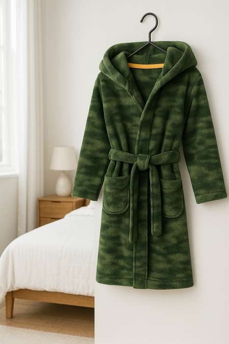 Boys Branded Microfleece Hooded Winter Plush Gown 3 to 9 Years