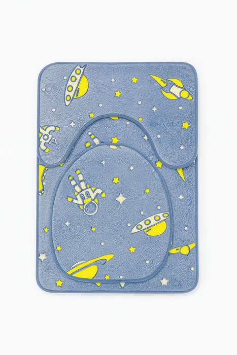 Senza® 3 Piece Glow In The Dark Microfiber Chenille Non-Slip Bathroom Mat Set