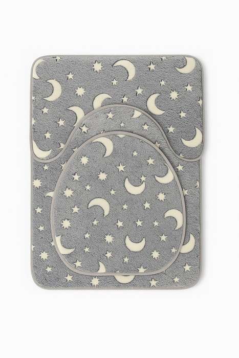 Senza® 3 Piece Glow In The Dark Microfiber Chenille Non-Slip Bathroom Mat Set