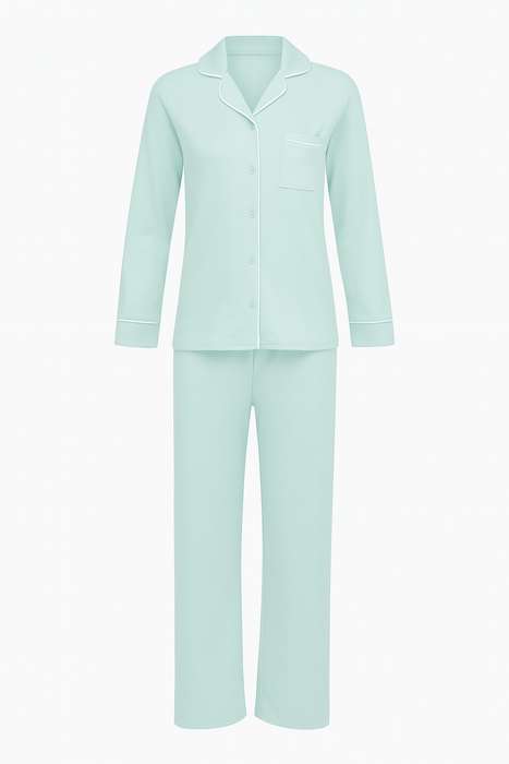 Ladies Button Down Brushed Fleece Winter Pyjama Set