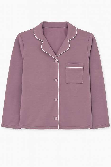 Ladies Button Down Brushed Fleece Winter Pyjama Set