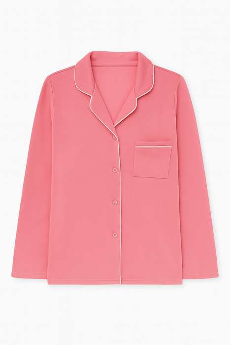 Ladies Button Down Brushed Fleece Winter Pyjama Set