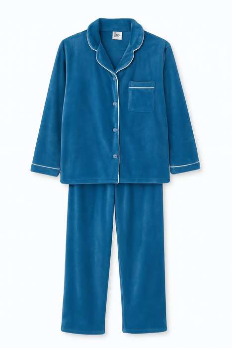 Ladies Button Down Fleece Winter Pyjama Set