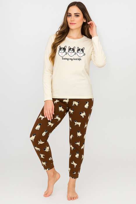 Ladies Printed Comfy Long Sleeve Pyjama Set