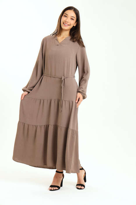 Stella Tiered Modest Maxi Dress With Pocket