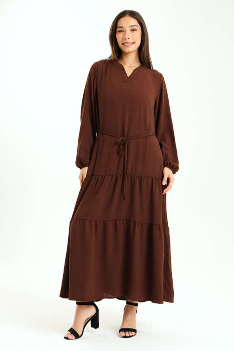 Stella Tiered Modest Maxi Dress With Pocket