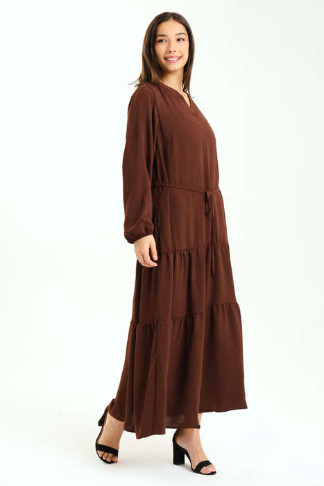 Stella Tiered Modest Maxi Dress With Pocket