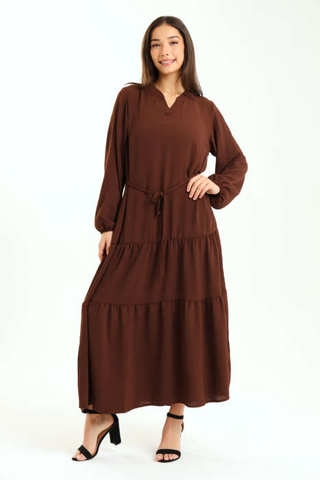 Stella Tiered Modest Maxi Dress With Pocket