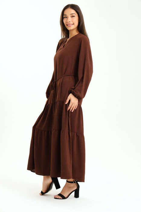 Stella Tiered Modest Maxi Dress With Pocket