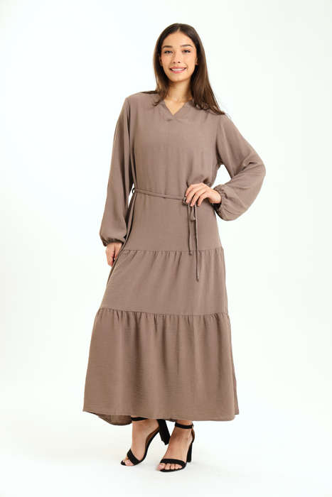 Stella Tiered Modest Maxi Dress With Pocket