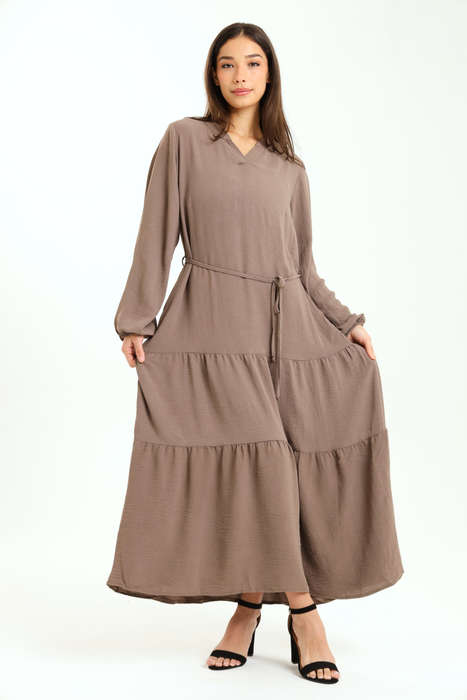Stella Tiered Modest Maxi Dress With Pocket