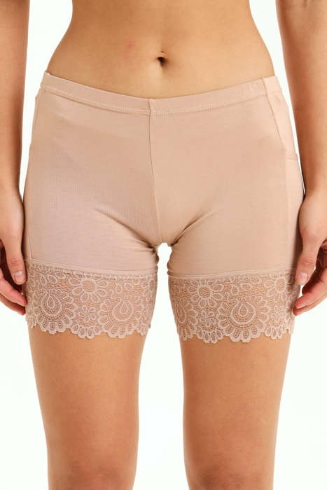 Ladies Anti-Chafing Cheeky Brief Shorts With Lace Trim & Pocket