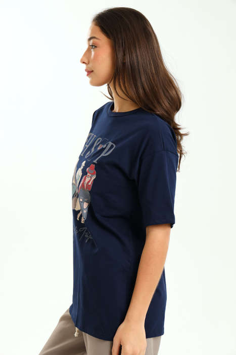 Ladies Branded Slogan Oversized Printed T-Shirt