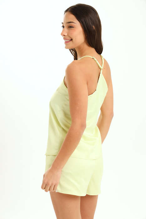 Ladies Strappy Cami & Shorts Satin Pyjama Set