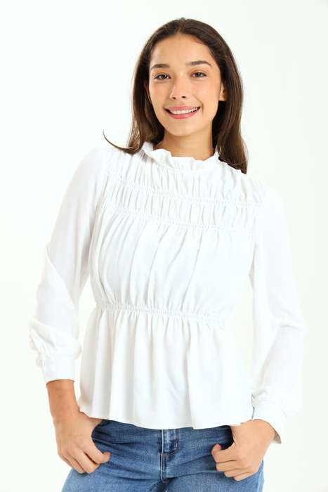 Ladies Casual Long Sleeve Office White Blouse
